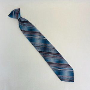 Vintage 60’s Retro Blue Red Striped Clip On Polyester Neck Tie
